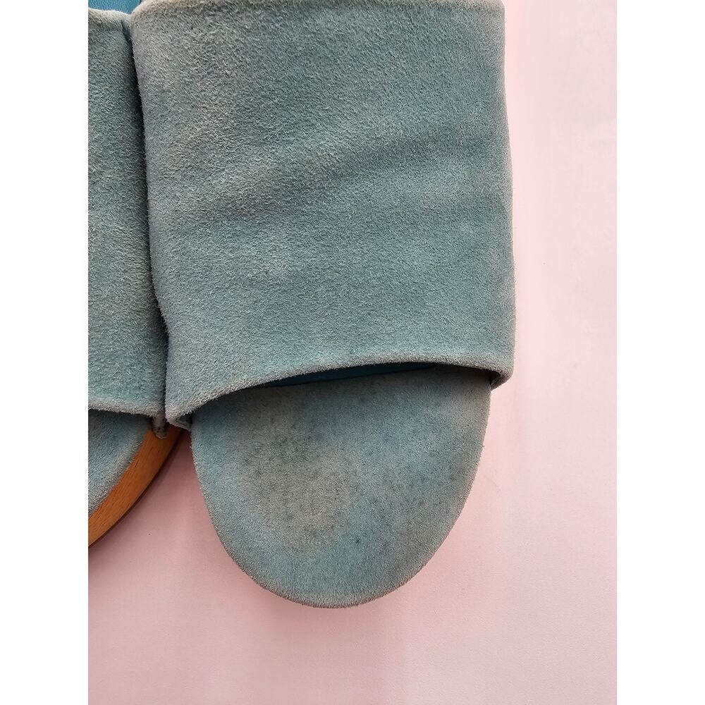 Charlotte Stone Women's Size 9 Kayla Aqua Suede Open Toe Clog Sandals - Picture 7 of 12